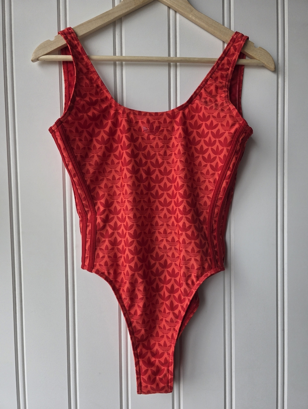 Adidas Monogram 3-Stripes Swimsuit Red Orange Size 6